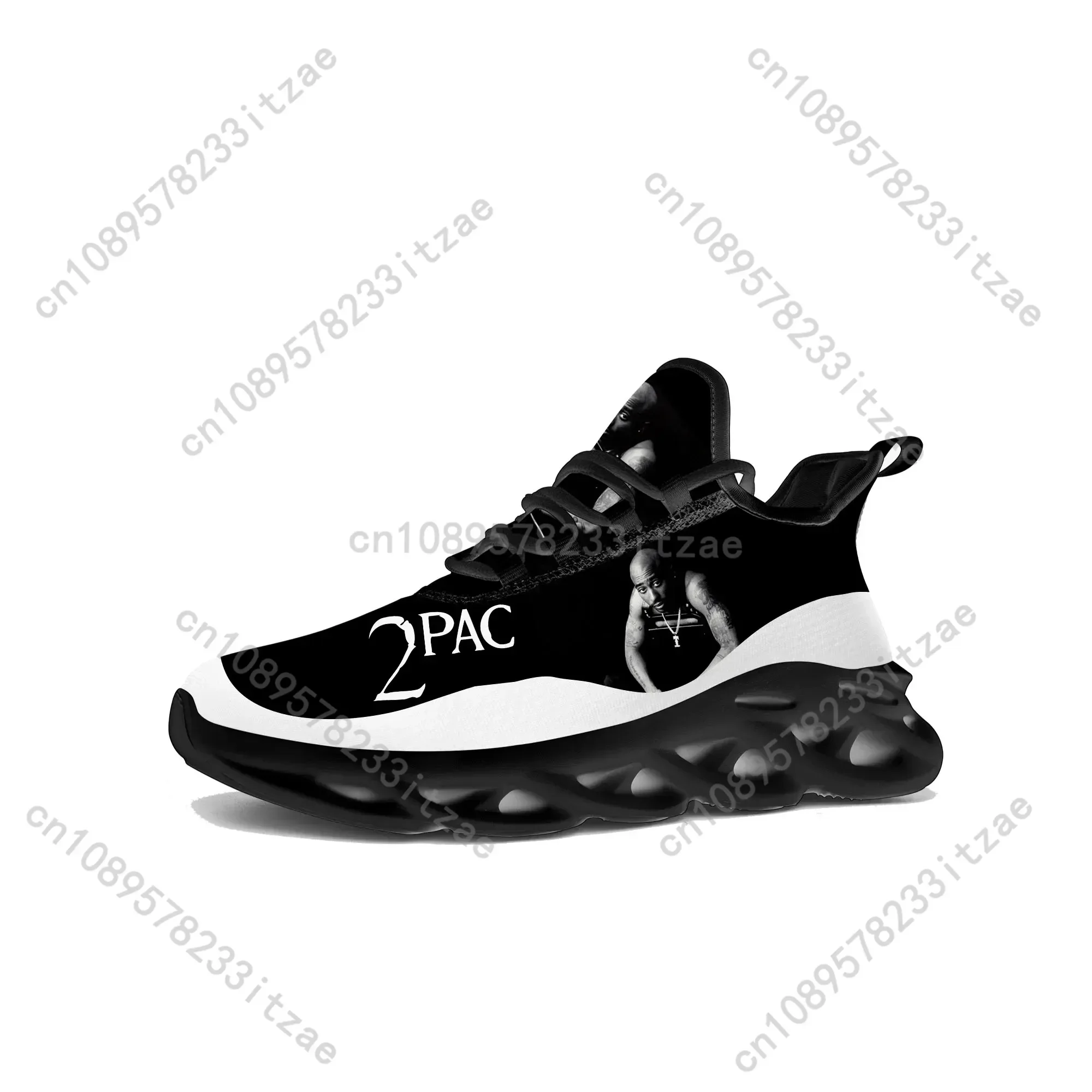 2Pac Hip Hop Rapper Flats Sneakers Mens Womens Hot Pop Sports Running Shoe Sneaker Lace Up Mesh Footwear Tailor-made Shoe Black