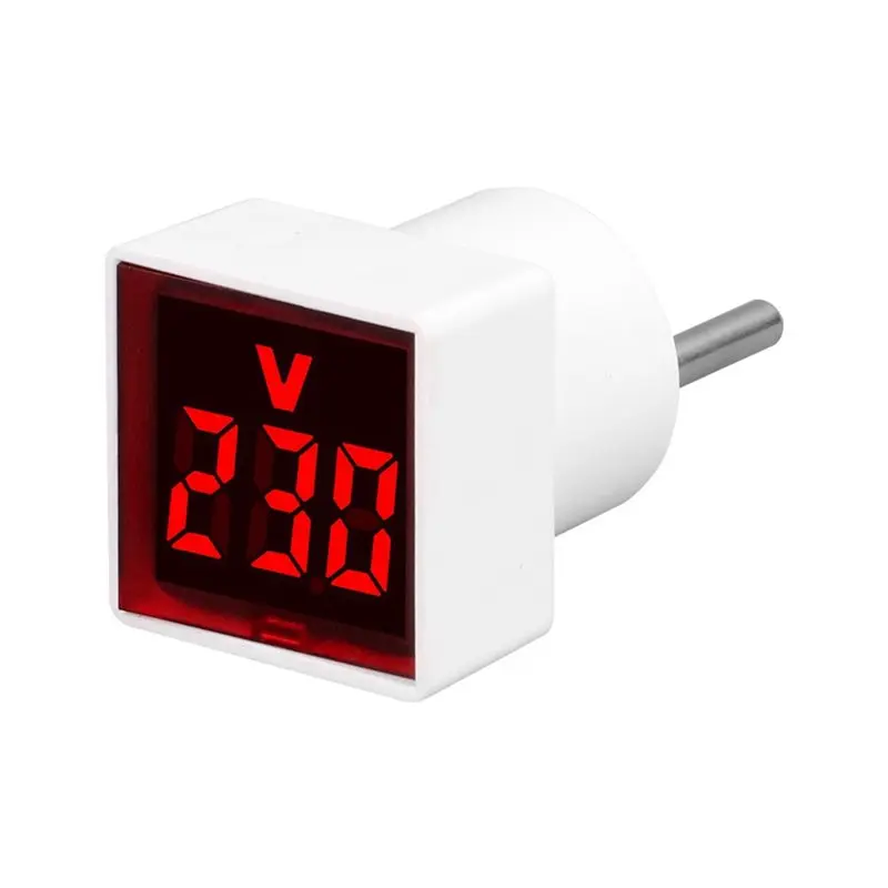 New--3X Digital Voltmeter Square AC220V Square Voltage Tester With LED Display And Indicator Light EU Plug Red
