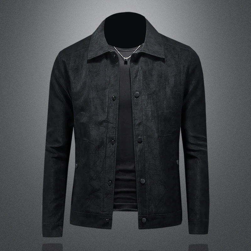 

Высококачественная мужская замшевая куртка из искусственной кожи в корейском стиле для повседневного и делового образа, модная, весна-осень, новинка