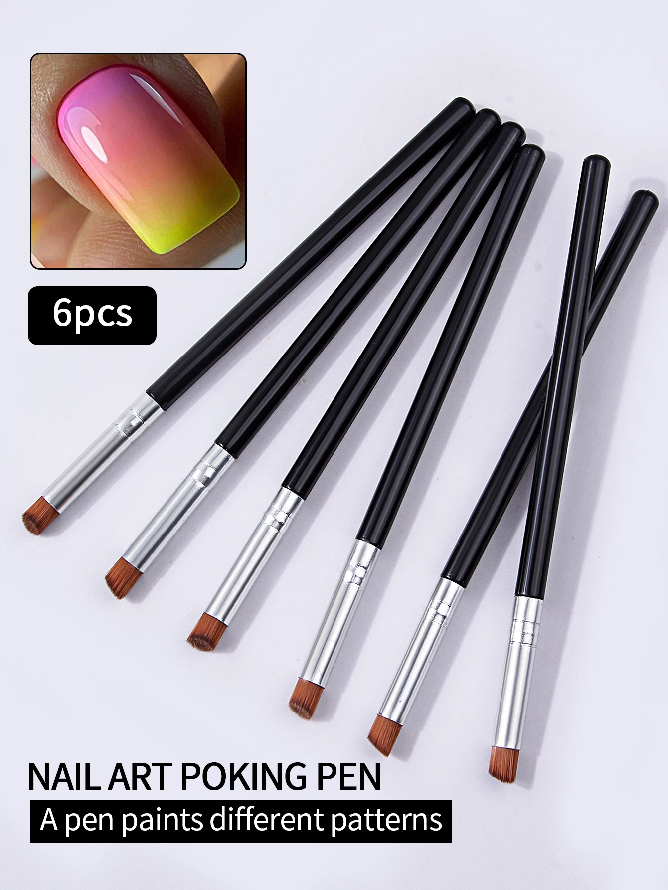 

6 шт., кисть для ногтей с градиентом, художественные кисти для маникюра, УФ-гель-лак, ручка для рисования, инструменты для ногтей, набор аксессуаров