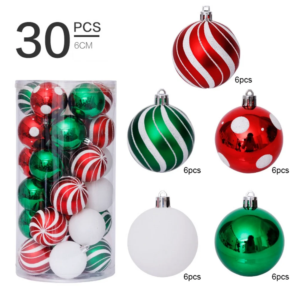 30pcs 6CM Painted Christmas Balls Hanging Christmas Tree Christmas Balls Decoration Holiday Decorations