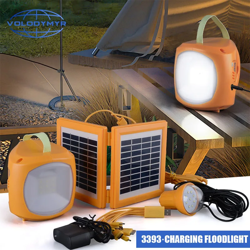 

VOLODYMYR Outdoor Solar Light with Bulb Portable Solar Handheld Lamp Multifunctional Camping Tube Floodlight for Car Repair