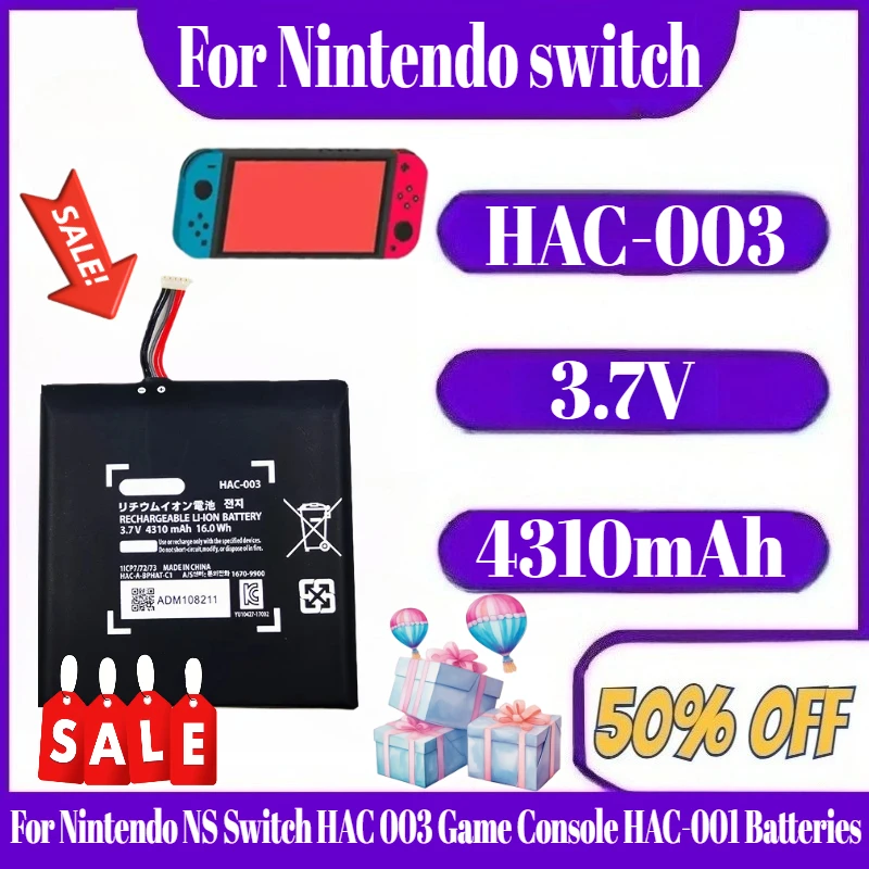 

3.7V HAC-003 HAC003 Rechargeable Battery For Nintendo Switch NS HAC 003 Game Console HAC-001 4310mAh Batteries