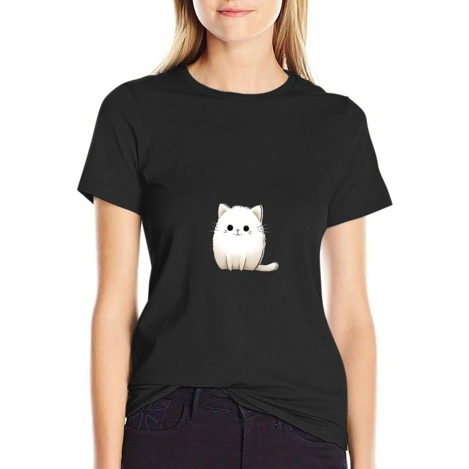 

Silly Alone Little Cute white Cat T-Shirt kawaii clothes lady clothes funny clothes for woman