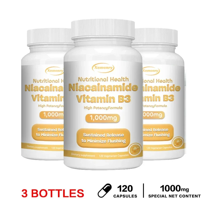 Niacinamide Vitamin B3 Capsules - Supports Skin Cell Health, Whitens Skin, Promotes Brain Function, and Enhances Energy