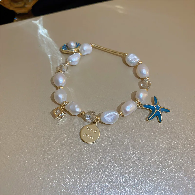 Neue Ankunft Trendy Starfish & Shell Design 14K Gold Gefüllt Natürliche Süßwasser Perle Damen Charm Armband Schmuck Für Frauen geschenk – Detail 6