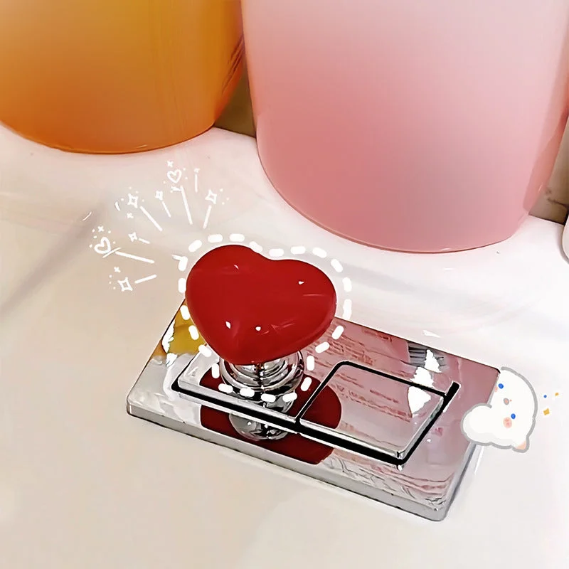 New Colorful Heart Shaped Toilet Press Button Fashion Love Button Sticky Drawer Pull Handle Button Assistant Bathroom Accessory