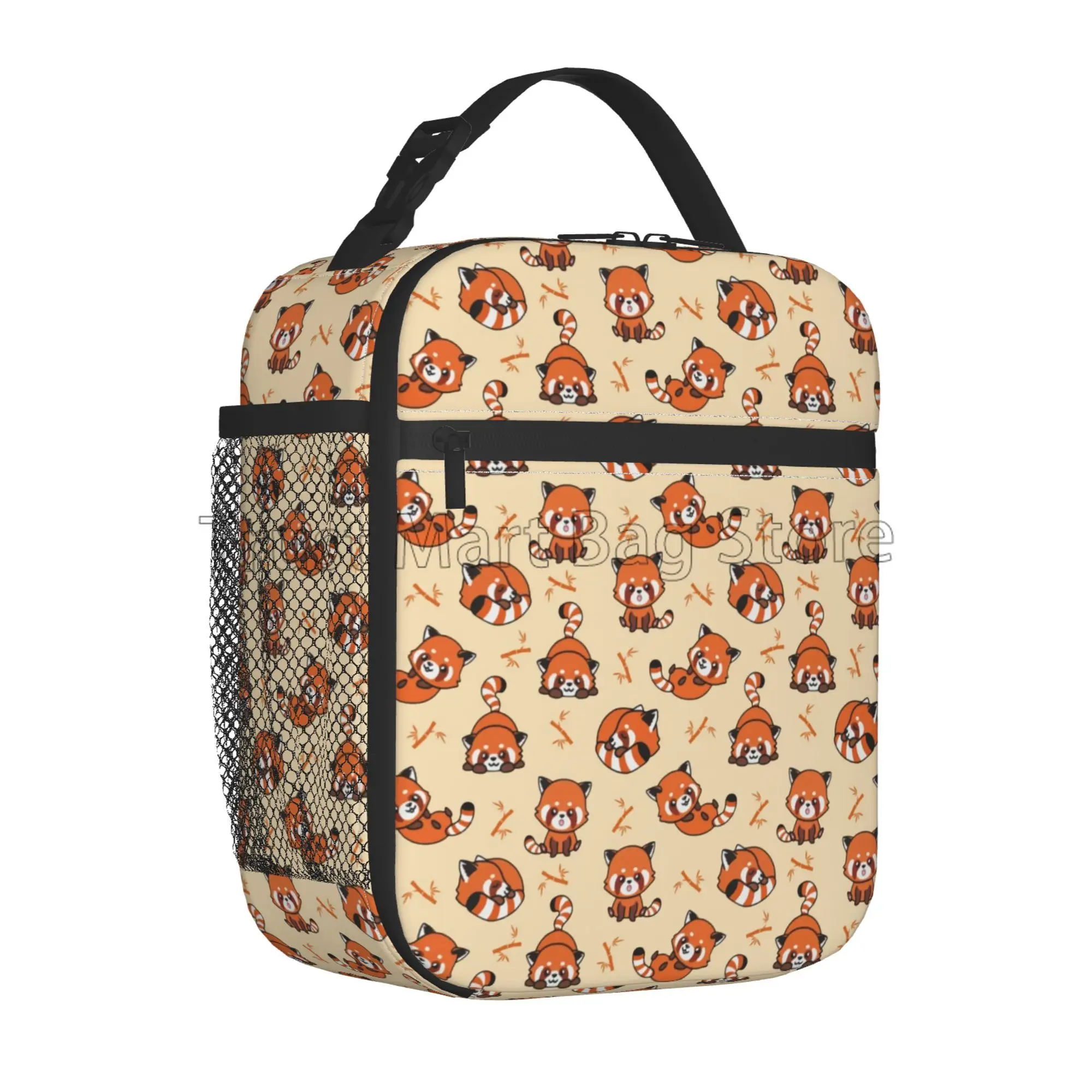 Cute Red Panda Raccoon Insulated Lunch Bag Reusable Portable Waterproof Lunch Box Cooler Thermal Oxford Bento Tote for School