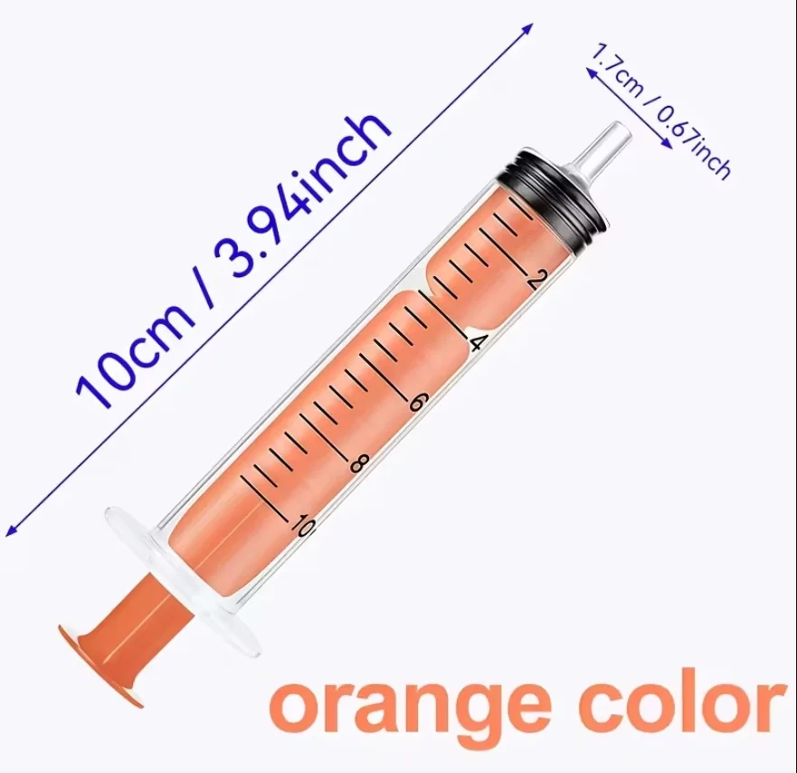 10ml Colorful Plastic Syringes with Caps, No Needle, Liquid Measuring for Glue Ink Oil Pet Feeding DIY Crafts,Durable Plastic Ma