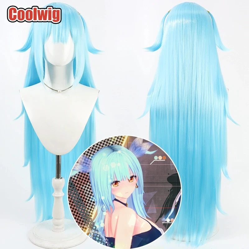 

Coolwig Synthetic Hair Bahamut Cosplay Wigs Game Azur Lane Bahamut Halloween 100cm Long Straight Light Blue Wig Heat Resistant