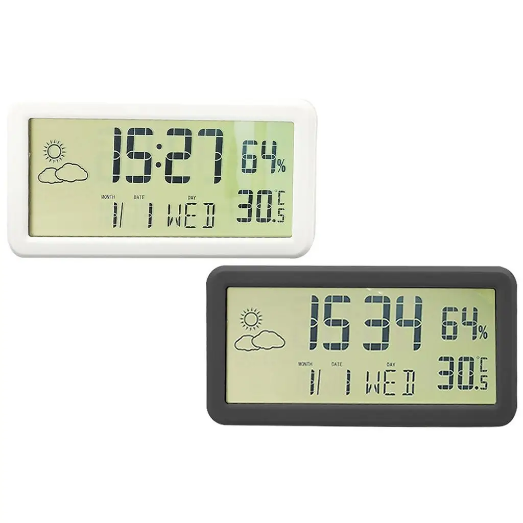 Indoor Digital Clock Battery Operated Thermometer Hygrometer Calendar Snooze