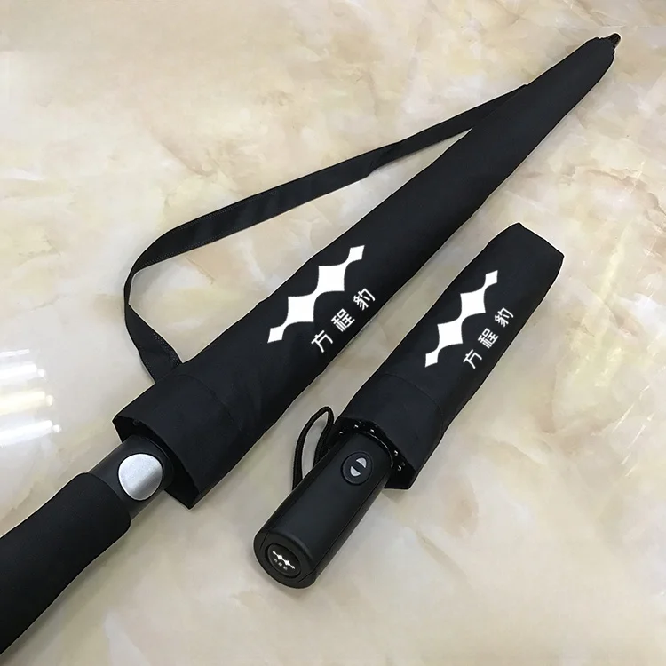 

High Quality Large Size Automatic Folding Umbrella Long Handle Reinforced for Business Men Rainproof Golf Umbrella