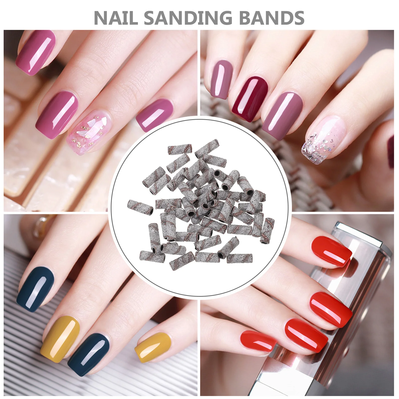 

50pcs Sanding Bands For Nail Drill Sanding Ring Bearing Fine Grit Nail Art Polishing Grinding Manicure Supplies