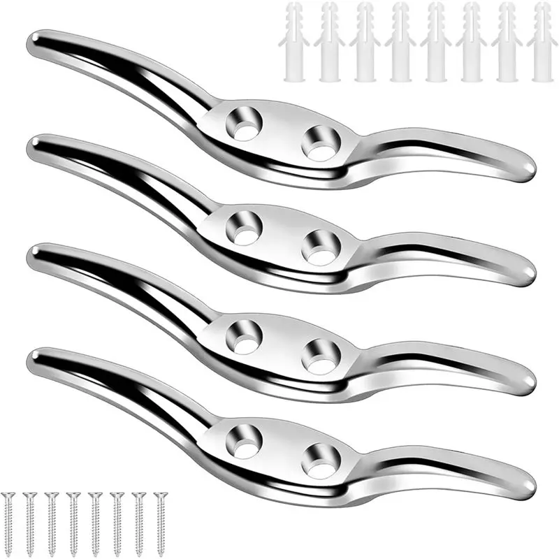 A56P-Blind Accessories Hooks 16 PCS Screws Zinc Alloy Blind Cord Cleat Winder Rope Cleat Hook For Home Office Window