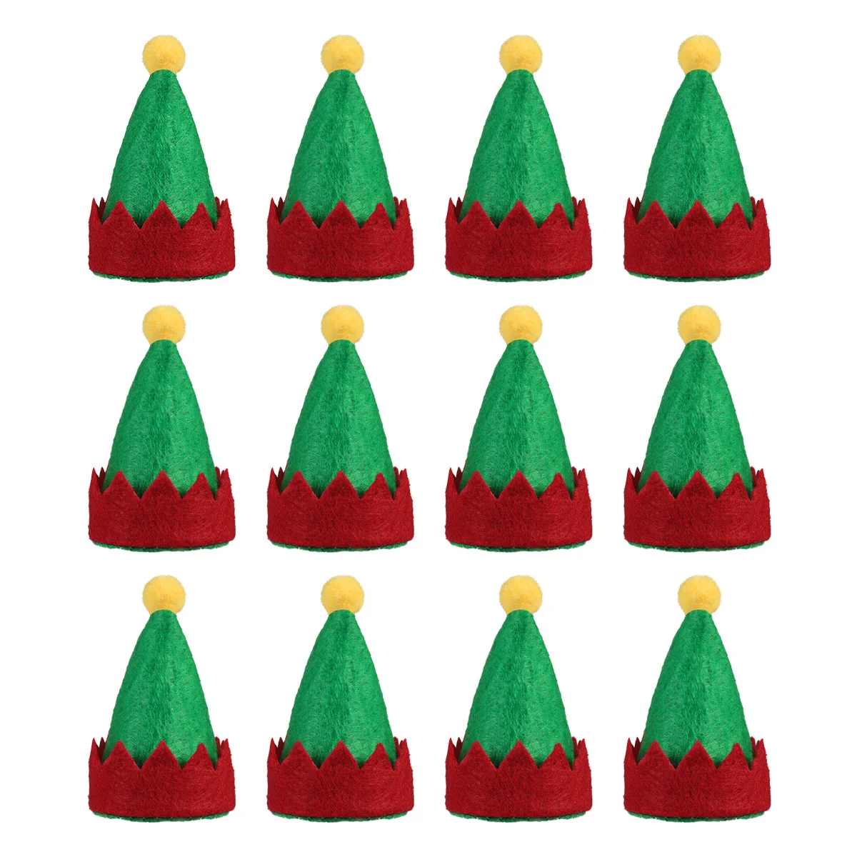 Amosfun 12pcs Mini Christmas Caps Design Lollipop Hats Decors Nonwoven Candy Packing Hats Christmas Supplies for Home Shop S