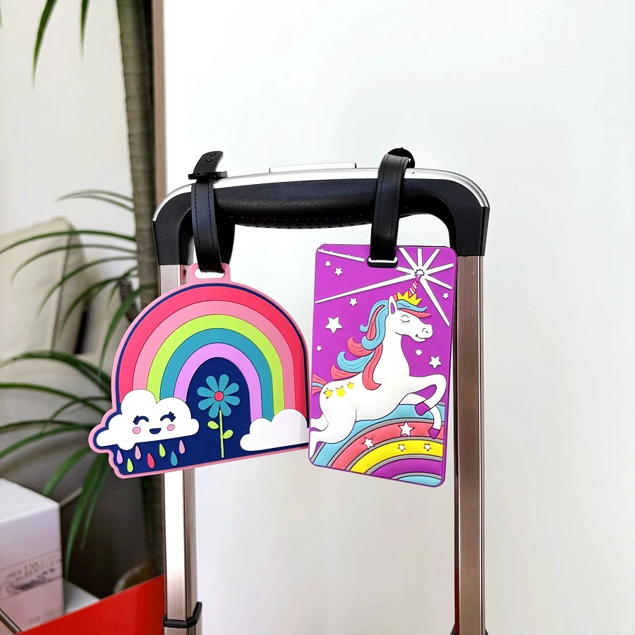 

1/2pcs rainbow style name tag unicorn animal identification tag travel bag pendant luggage anti loss name tag display tag strap
