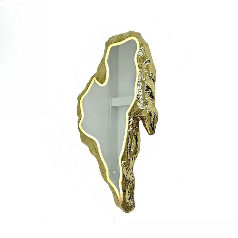 

Italian light luxury brass decorative mirror high-end home living room creative designer irregular art wall mirror