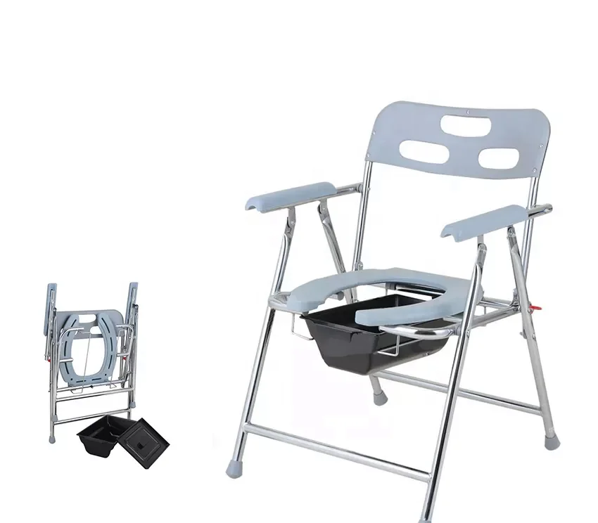 

Sturdy Durable Lightweight Aluminum Adjustable Portable Folding Commode Chair With Toilet Seat