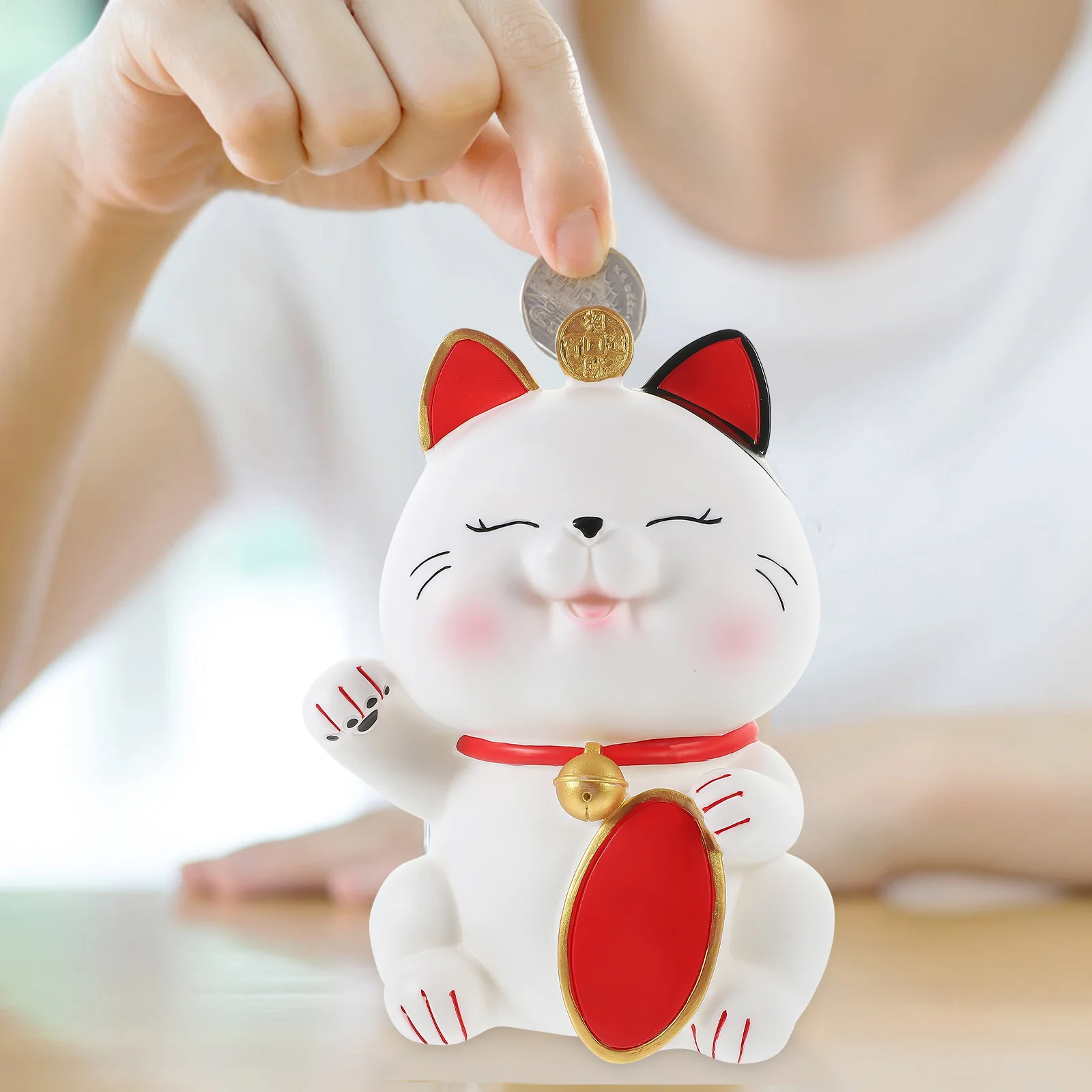 

Cute Fortune Cat Shaped Piggy Bank Vinyl Money Box Childrens Birthday Present Decorative Coin Storage Jar Piggy Bank