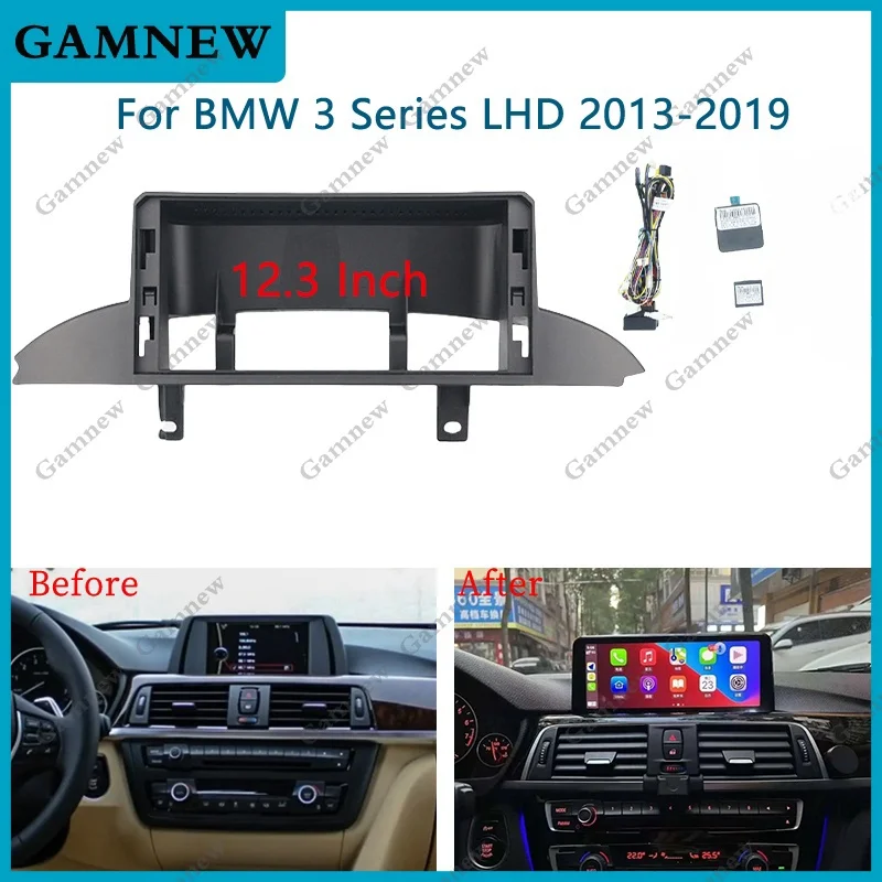 12.3 Inch Car Frame Fascia Adapter Canbus Box Decoder Android Radio Audio Dash Fitting Panel Kit For BMW 3 Series LHD 2013-2019