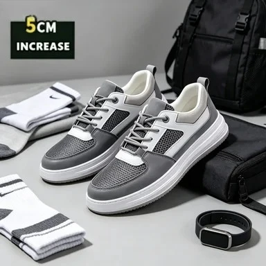 

Men Casual Lift Sneakers Summer Fashion Elevator Shoes Man Sports Height Increase Insole 5cm Comfortable Breathable Men Shoes