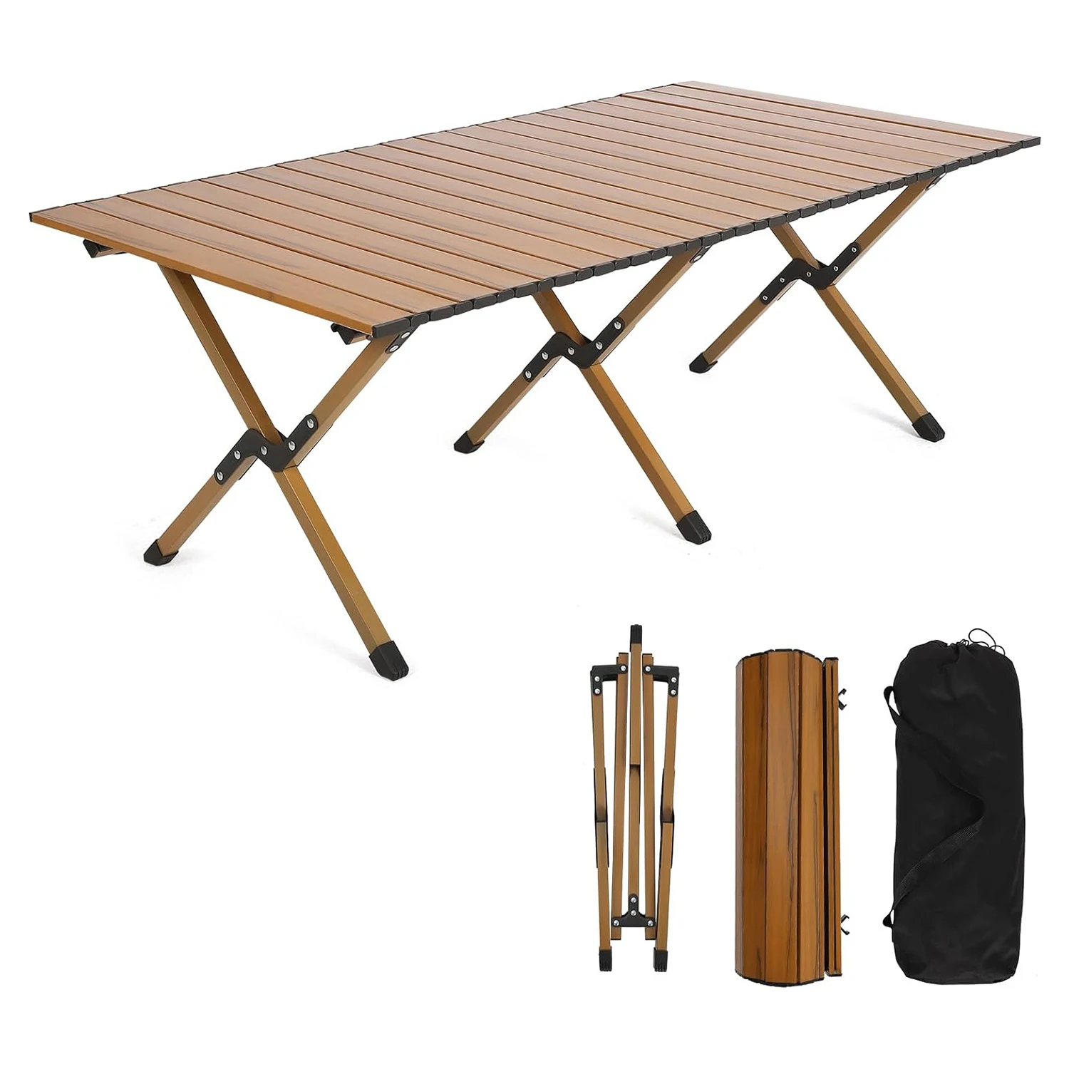 Tavolo da campeggio pieghevole, tavolo da campeggio pieghevole ultraleggero portatile con borsa per il trasporto per picnic da campeggio all'aperto, 116x60 cm