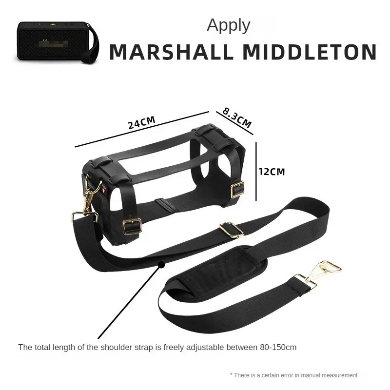 PU Travel Carrying Strap Case Removable Carrying Pouch Travel Protective Cover Case for Marshall Middleton Portable BT Speaker