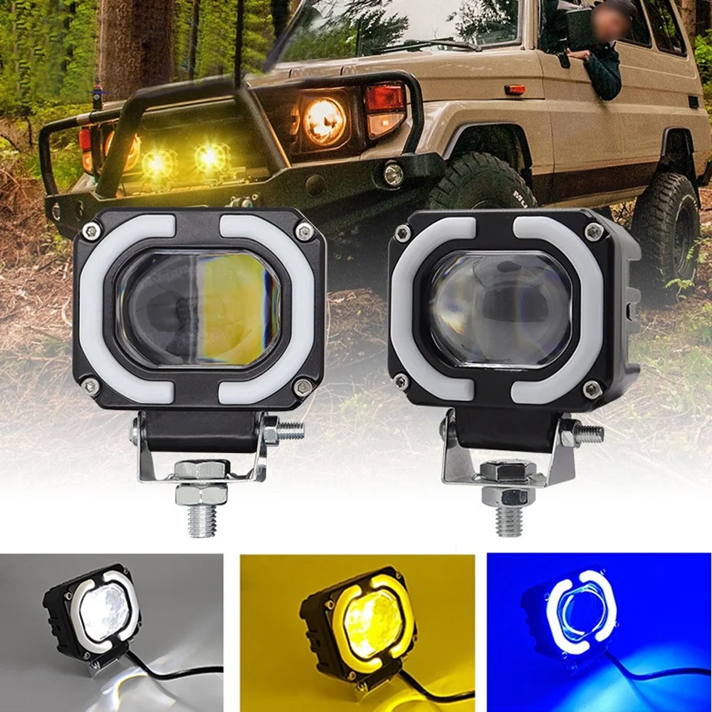 

Additional LED Headlight 12V 24V Fog Lamp Spotlight Blue Beam Angel Eyes DRL Running for Motorcycles 4x4 Off Road Accessories