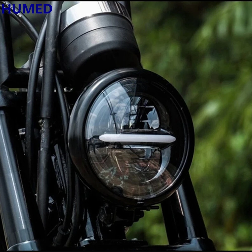 

Retro Prince Motorcycle Modification Cafe Racer Universal 883 LED Headlight Daytime Running Light High-Low Beam Super Bright