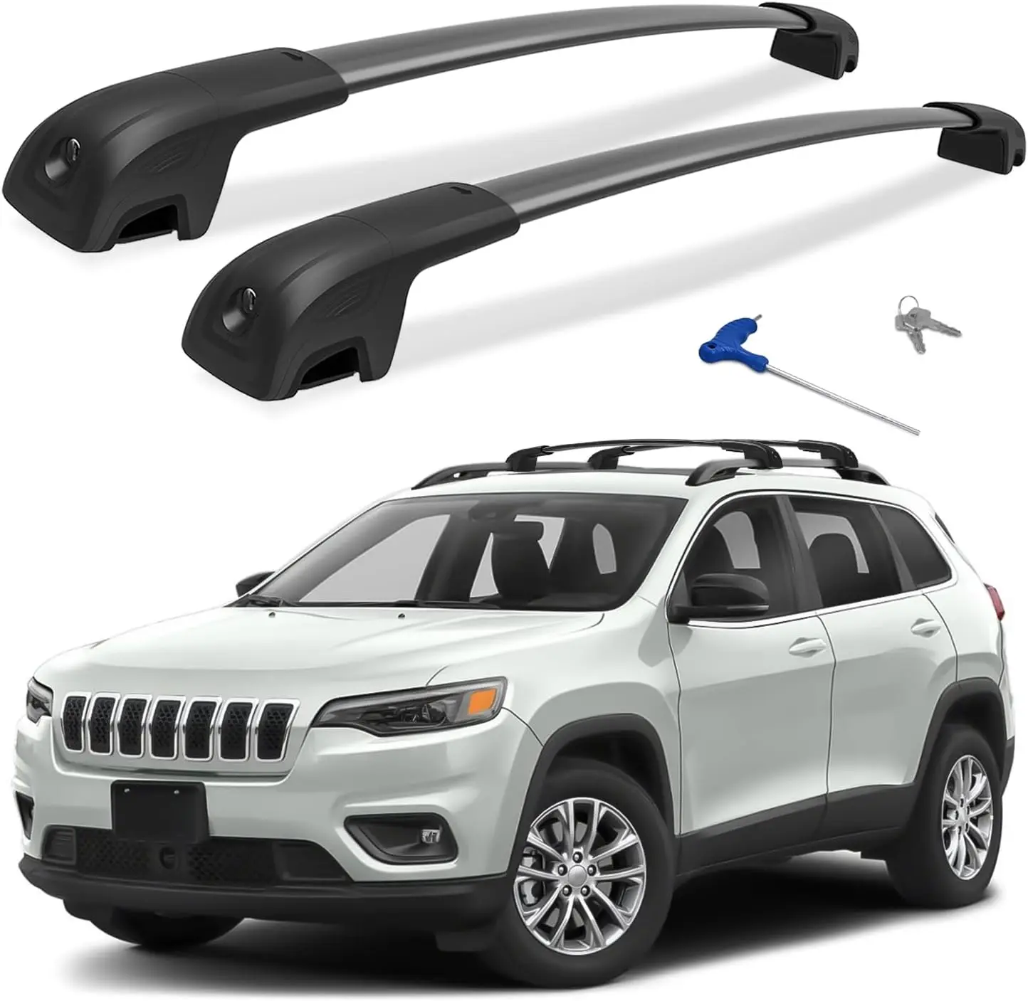

Запираемые поперечины для багажника на крышу для Jeep Cherokee 2014-2023, алюминиевый грузовой багажник, совместимый с каяками, велосипедами, багажом