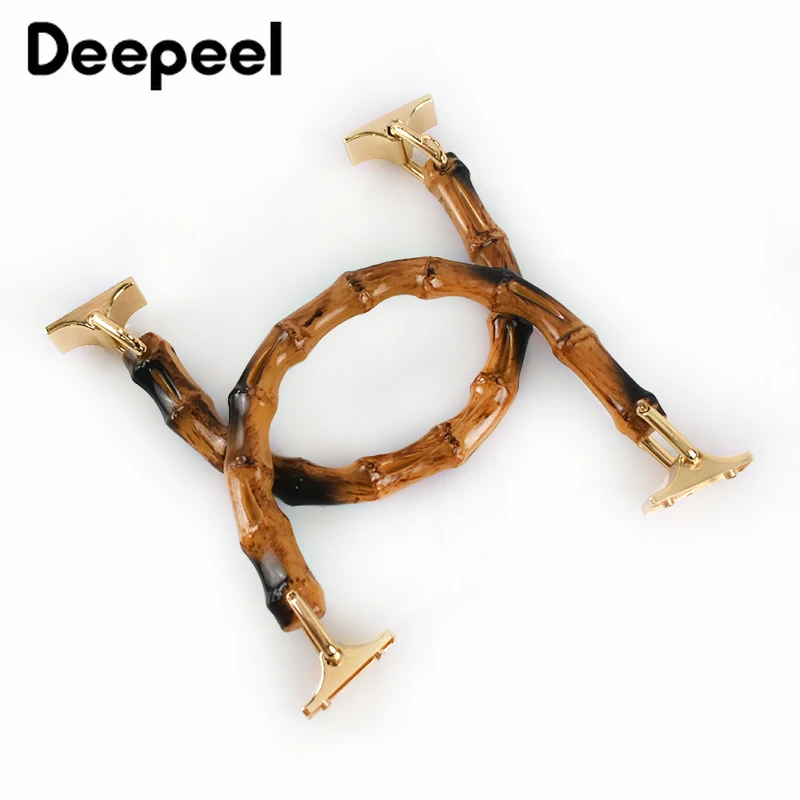 1/2Pcs Deepeel 12.5cm Natural Bamboo Elastic Bag Handle Metal Buckles Purse Frame Kiss Clasp DIY Bags Hanger Sewing Accessories