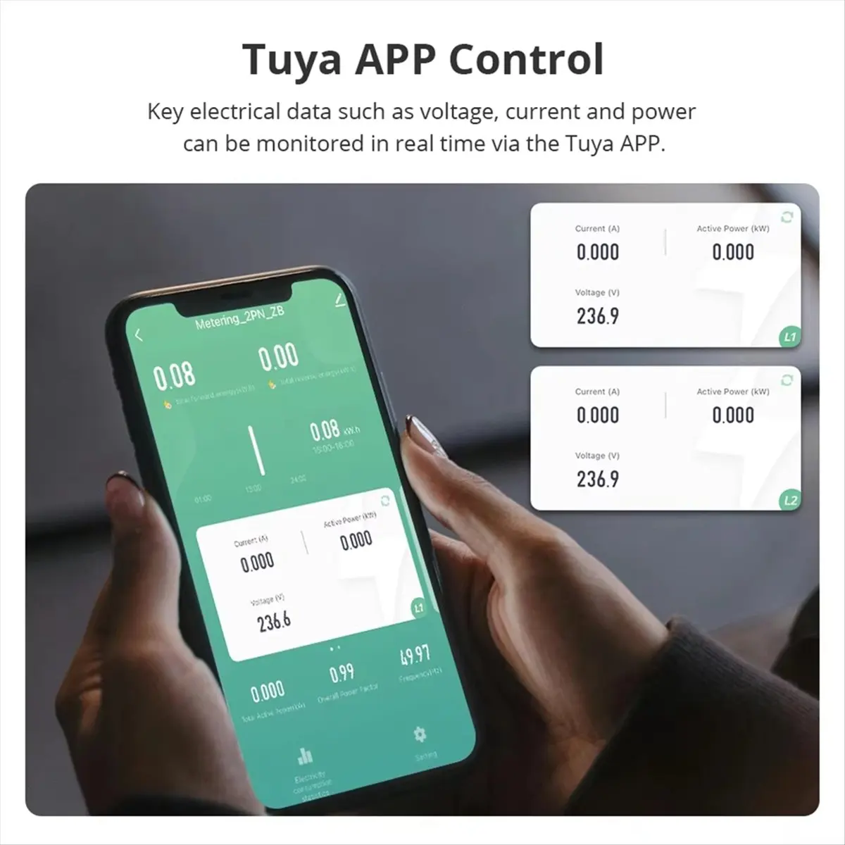Top Sale Tuya Zigbee Smart Meter 2 Phase Max 120A Real-Time Power Monitoring with 2 Clamps