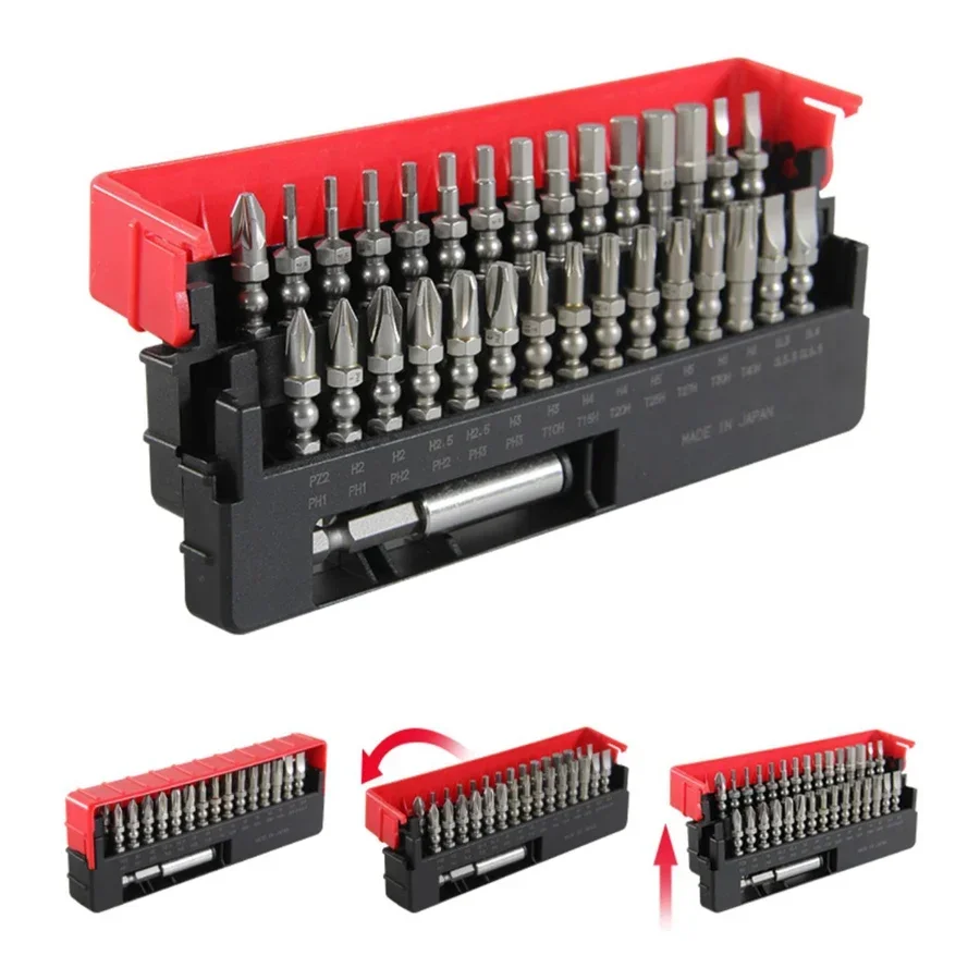 VESSEL IB31 Screwdriver Set 31Pcs Impact Ball Torsion Bit with Magnetic Extension Bit in Slide Case Hand Tools screw driver set