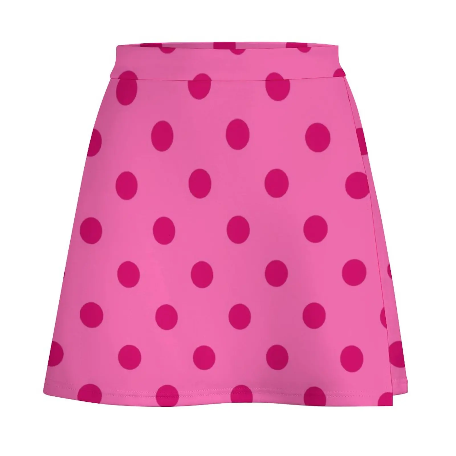 Large Dark Hot Pink Polka Dots on Light Hot Pink Mini Skirt Skirt satin new in dresses