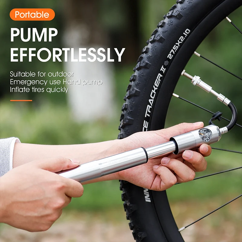 WEST BIKING Bicycle Pump Mini Hand Air Pump Pressure Gauge Cycling Tire Inflator Fork Schrader Presta Valve Portable Bike Pump