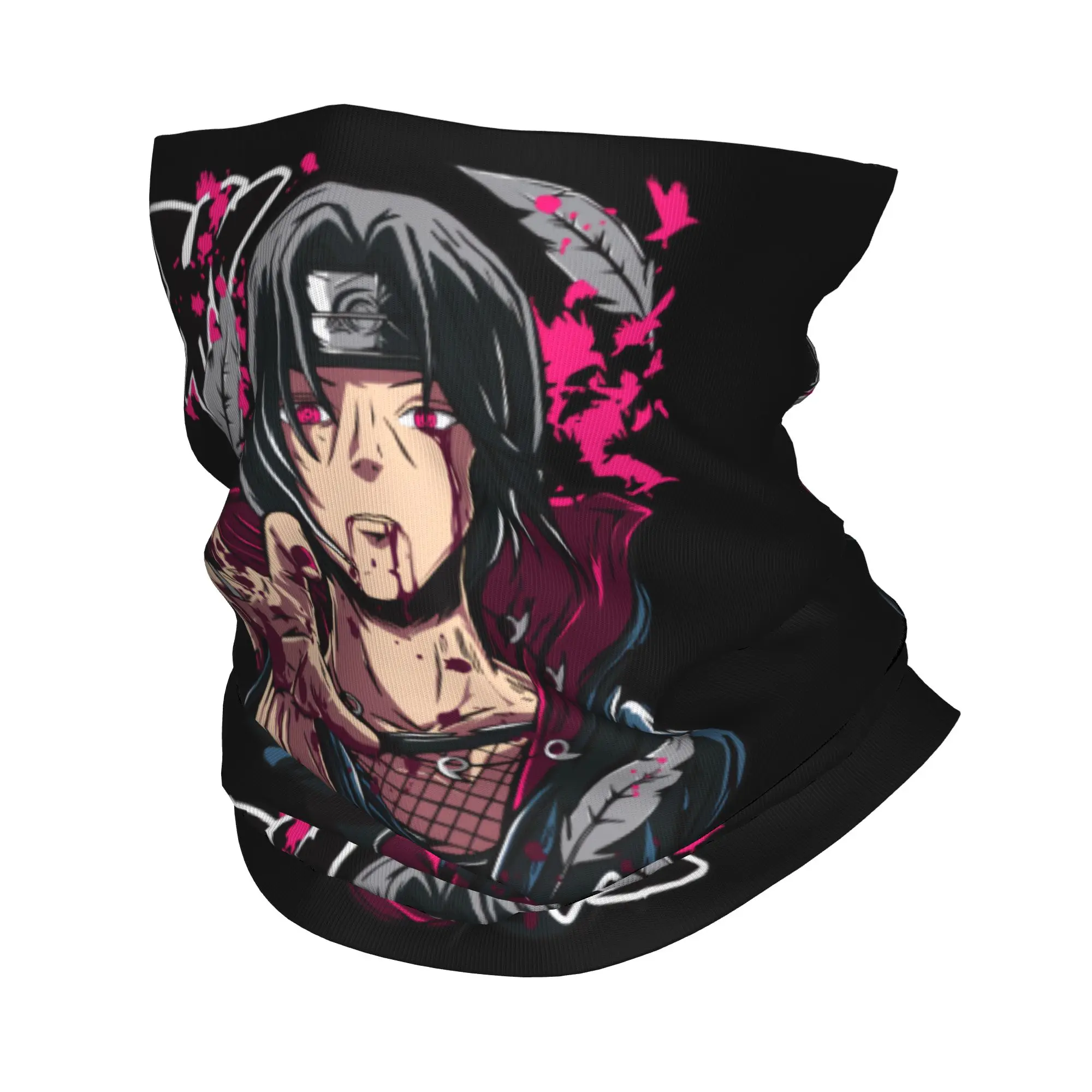 Anime N-Naruto Itachi Uchiha Bandana Neck Gaiter Windproof Face Scarf Cover Men Women  Headwear Tube Balaclava