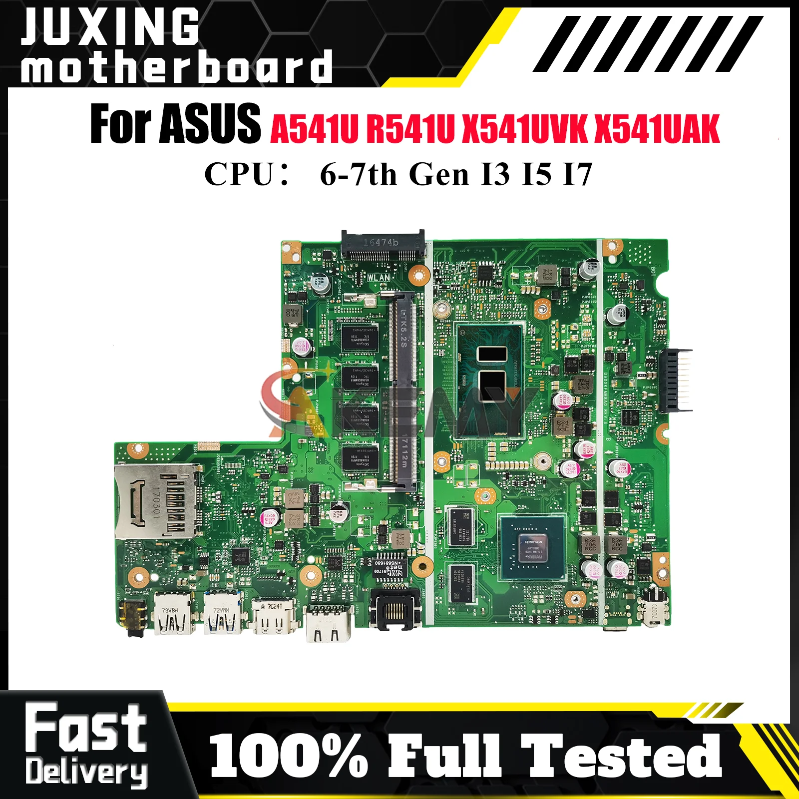 

X541UVK Laptop Motherboard For ASUS VivoBook R541U X541U A541U X541UVK A541U F541U X541UJ X541UAK X541UV Mainboard I3 I5 I7 CPU