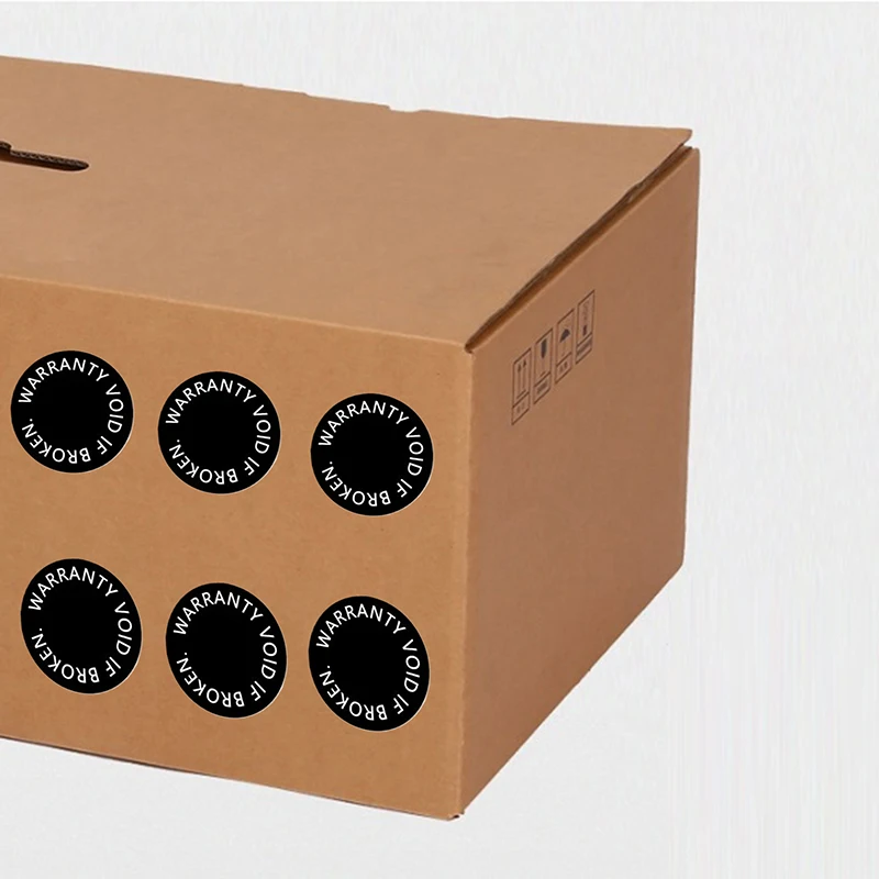 100 Uds. 10mm de garantía VOID IF BROKEN agujero de tornillo sello de seguridad a prueba de manipulaciones a prueba de eliminación pegatina de papel quebradizo advertencia abierta