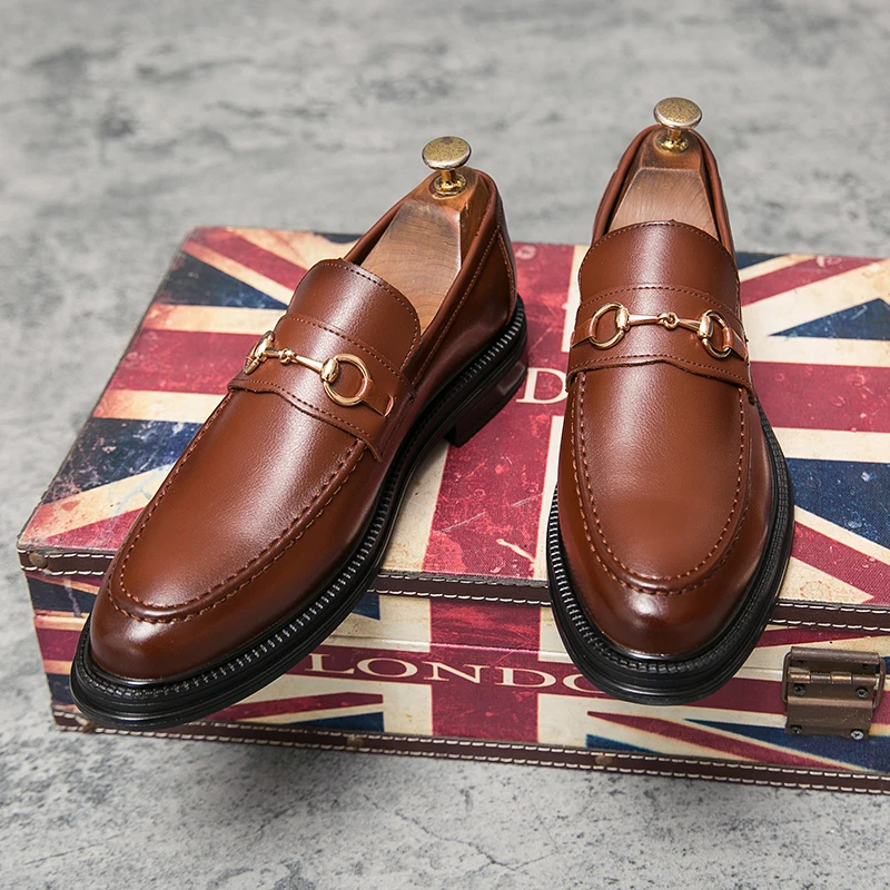 

Мужские лоферы на плоской подошве в стиле ретро, корейская кожаная обувь для отдыха, мягкая подошва, внешняя торговля, большой размер, трендовая модная оксфордская офисная обувь с острым носком