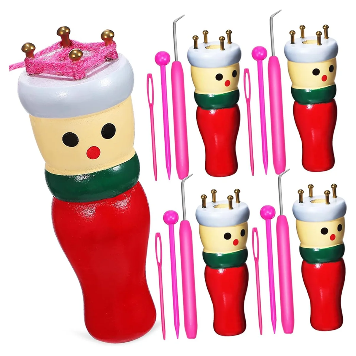 ABXK Doll Weaving Kit 4 Pcs Knitting Dolls Wooden Tools DIY Weaving Toy for Random