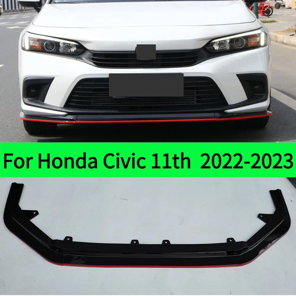 For Honda Civic 11th Gen 2022-2023 ABC 3PCS Front Splitter Bumper Lip Spoiler Body Kit Material Tuning Accessory Set