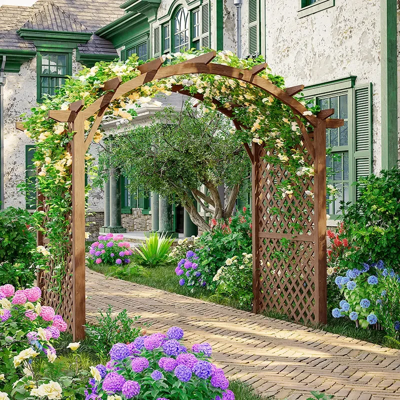 

Garden decorative arch vine climbing flower stand outdoor preservative wood storage arched vine climbing frame villa large