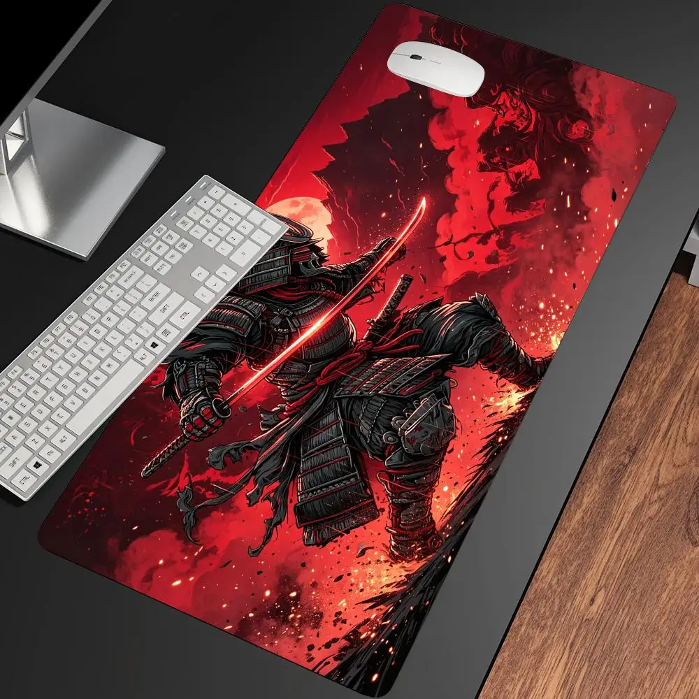Red Samurai Warrior Mousepad Pc Accessories Desk Interior Gaming Mats Carpet Mouse Mat Office Decor Gamer Setup Decoration