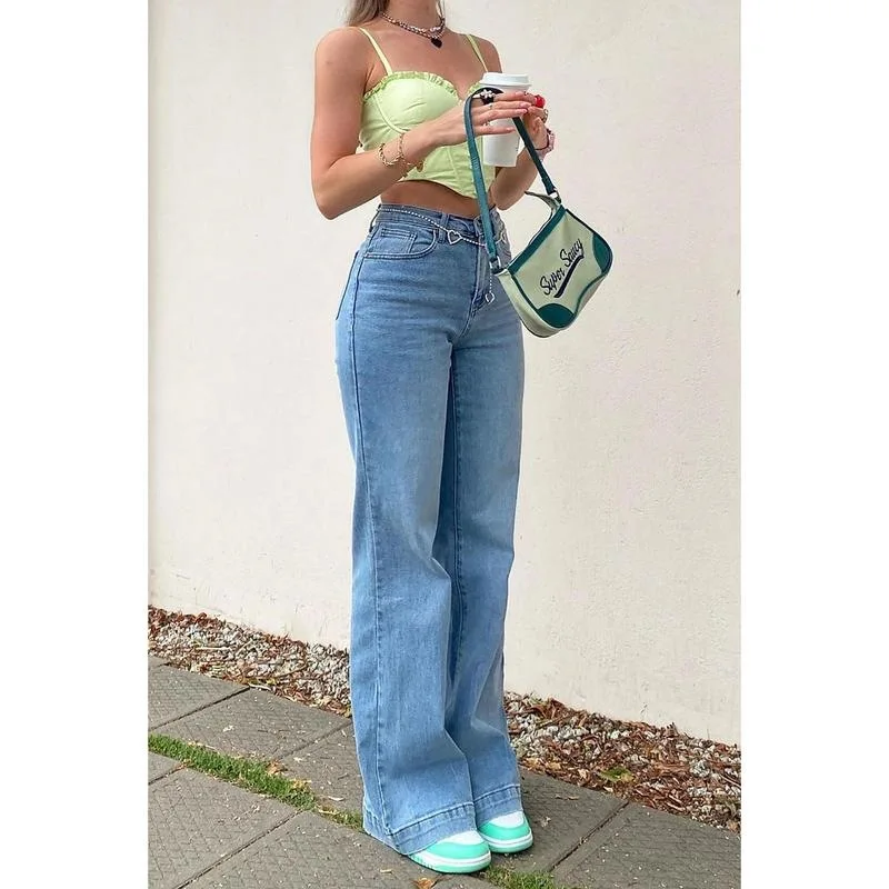 

Patchwork Jeans Women's Casual Trousers Neutral Style Other Material 100% Spring Collection High Waist Fit Jeans