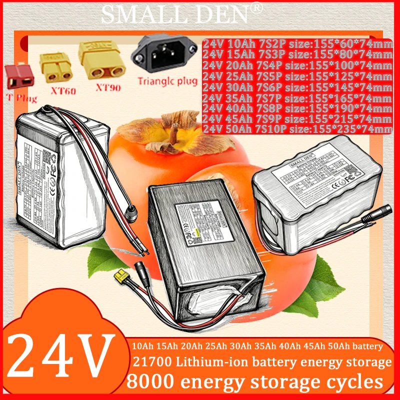 

24V 10Ah 15Ah 20Ah 25Ah 30Ah 35Ah 40Ah 45Ah 50Ah 21700 Lithium Battery Pack for Electric Scooters, Tools, and Swimming Boats