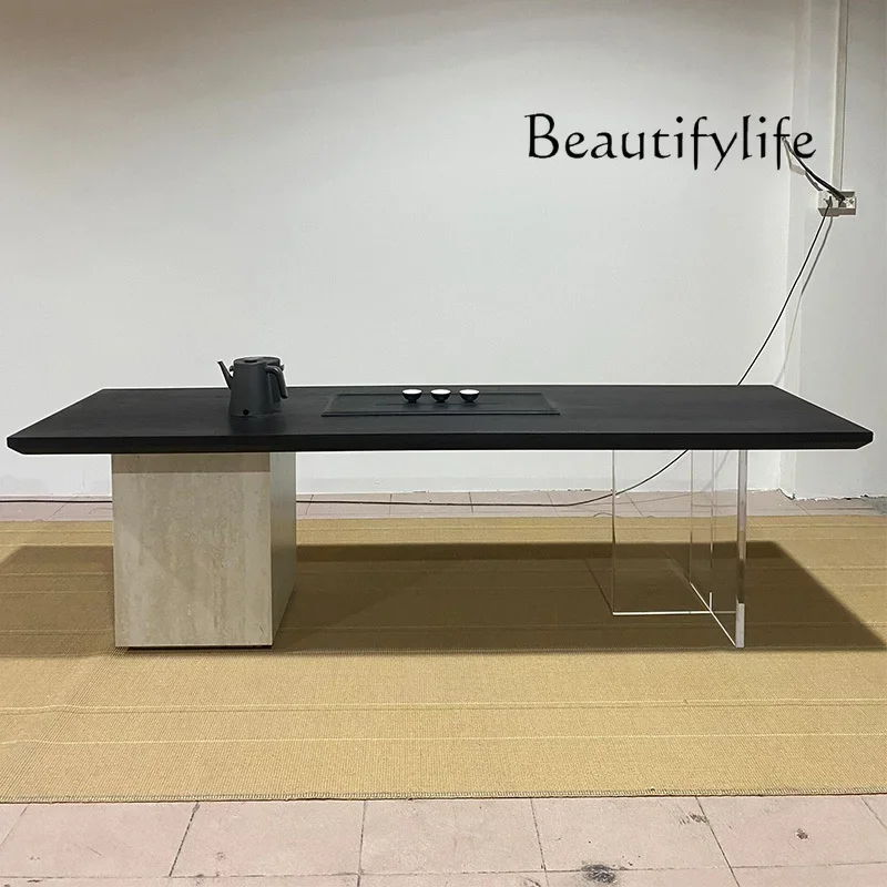 X36 Italian Minimalist Design Solid Wood Tea Table Modern High-end Marble Creative Tea Table