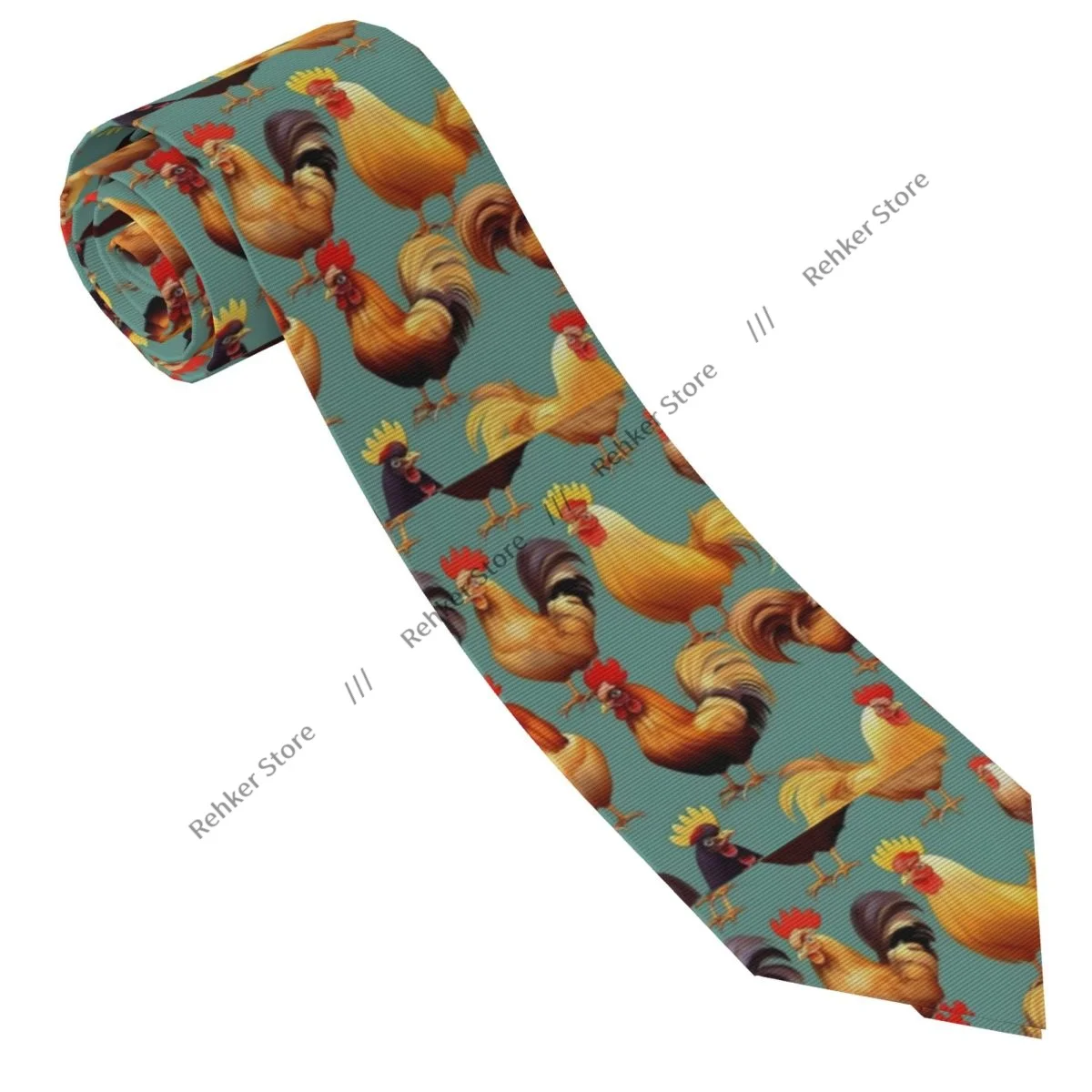 Mens Tie Slim Skinny Rooster And Chickens Necktie Fashion Free Style Tie for Party Wedding