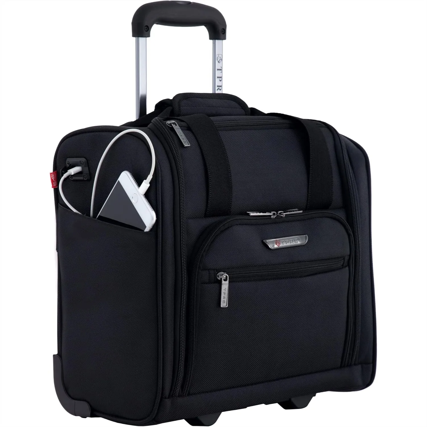 

15" Underseat Carry-On Luggage with USB Charging Port for Airline Travel, Black