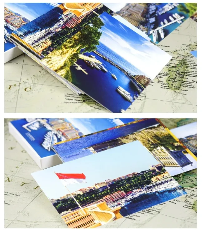 30 Sheets Monaco Landscape Postcards HD Greeting Card Fashion Gift Boxed Wish Card For DIY Journal Decoration Mailed Message