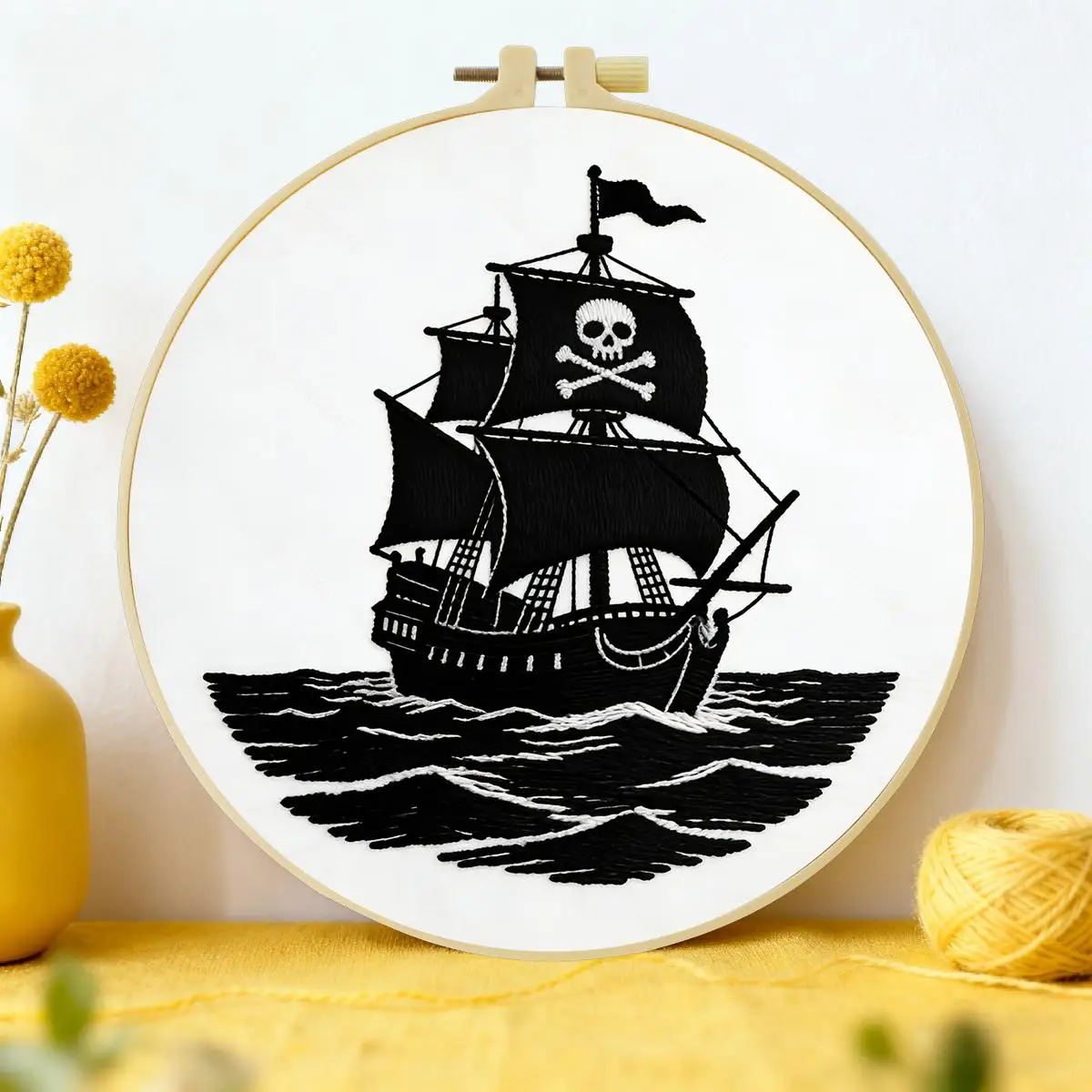 1 Stück 20X20CM/15X15CM 7,87/6,3 Zoll Skelett-Segelboot Stickerei-Starter-Kit DIY-Kit DIY-Stickerei-Set Handarbeiten Malerei – Detail 1